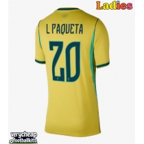 Brazil Lucas Paqueta #20 Replica Home Shirt Ladies World Cup 2026 Short Sleeve